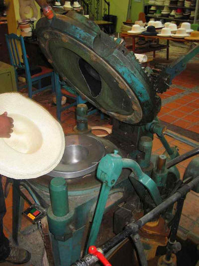 MUSEUMS IN CUENCA, ECUADOR: Panama Hats Press in the Panama Hats Musuem, Cuenca