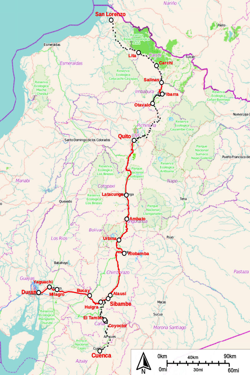 ECUADOR TRAIN SCHEDULE: Ecuador train map