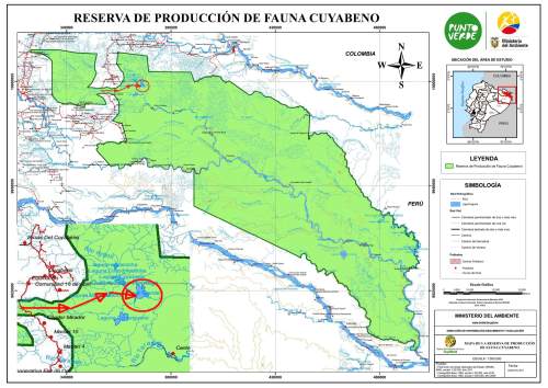 5 ECUADOR AMAZON TOURS [FROM QUITO]: Detailed map Cuyabeno Wildlife Reserve.