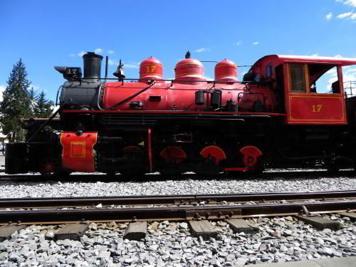 Resored steam enginen at the Chimbacalle Restored Railroad Station and Museum.