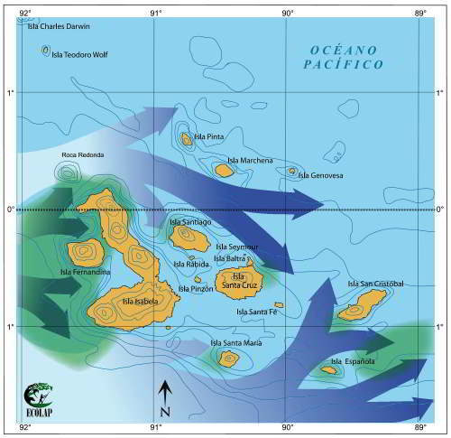 GALAPAGOS ISLANDS MARINE RESERVE: The deep cold nutrient rich oceanic Cromwell currents originates marine biodiversity.