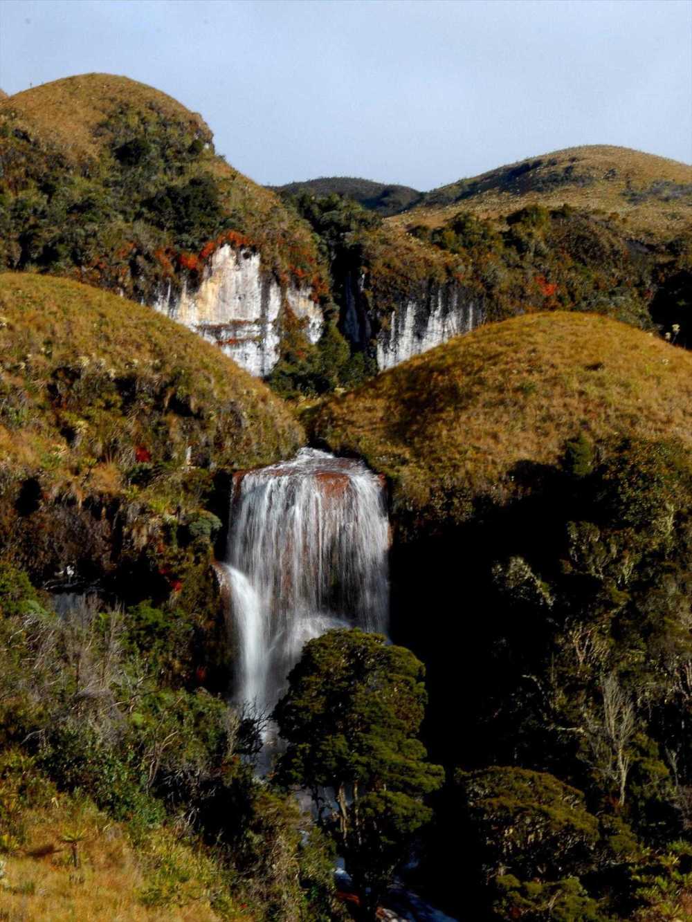 Andes highlands waterfall